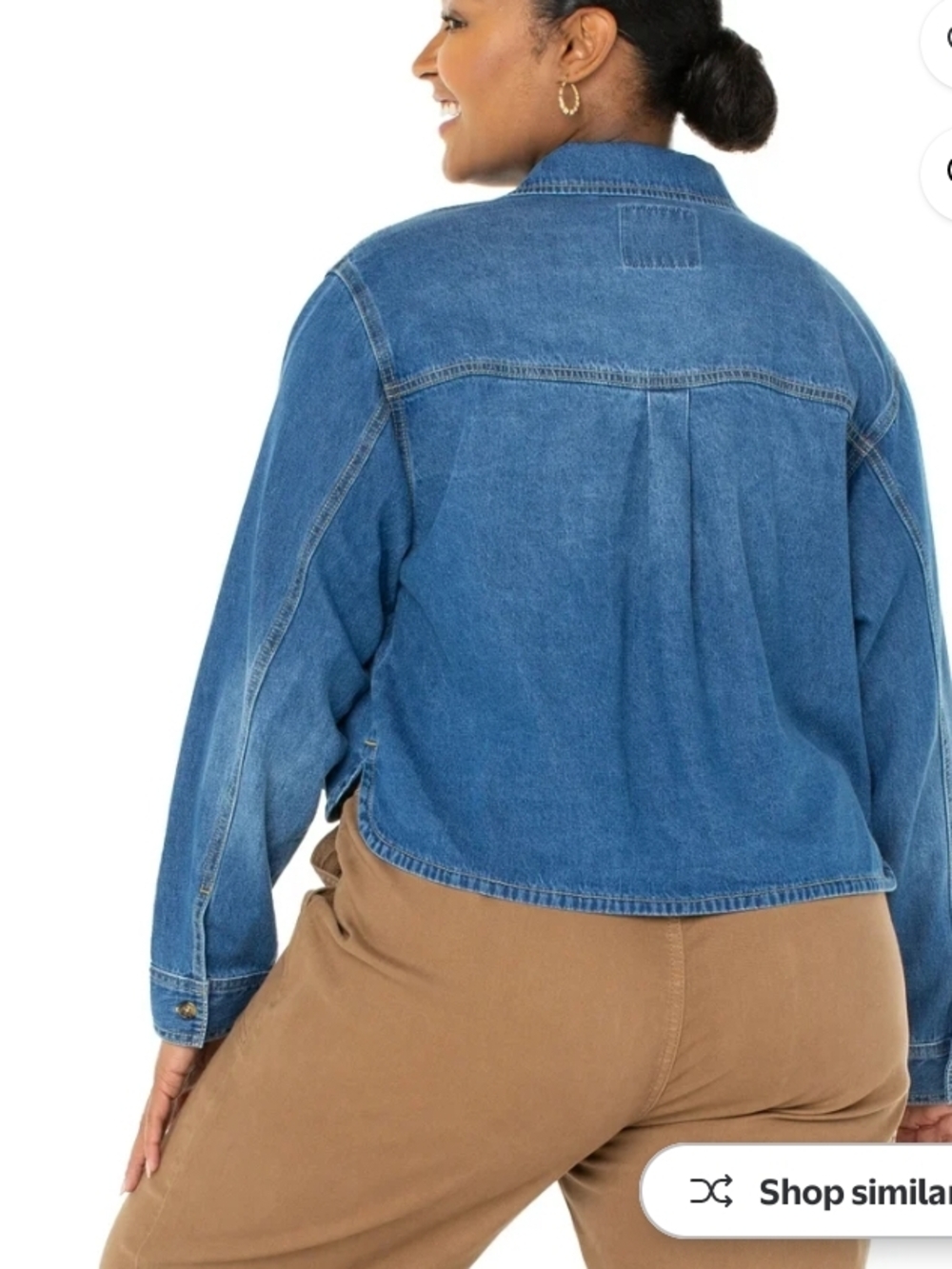 Celebrity Pink Cropped Blue Denim Jacket Large Nwt - Picture 2 of 7